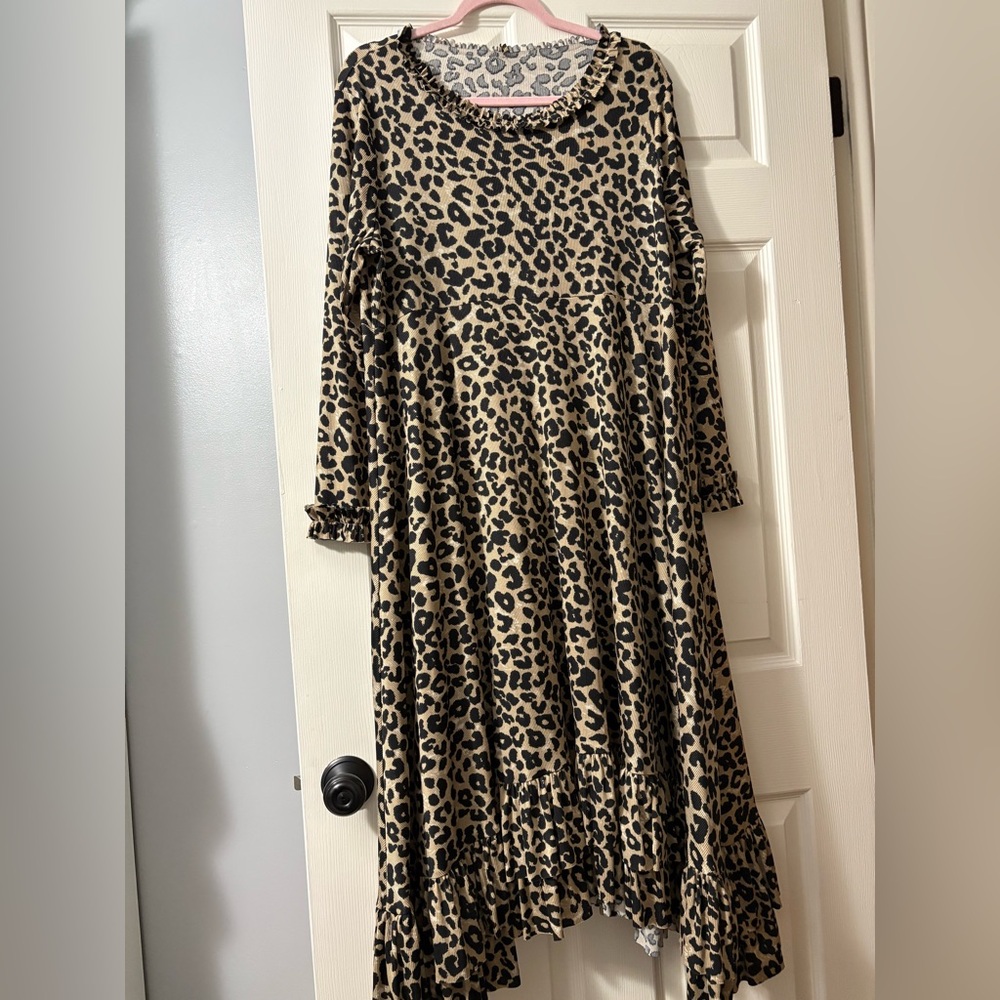 Dainty Jewells Leopard Print Long Sleeve Dress